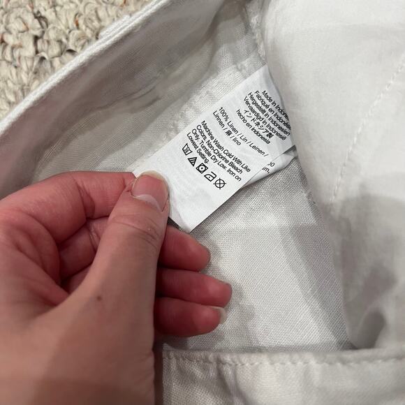 NWT Madewell The Zoe Relaxed Wide Leg Pant Linen Sz 0 Coastal Preppy - Picture 4 of 7